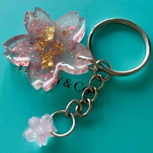 Cherry Blossom Sakura Pink Sparkly Key Chain
